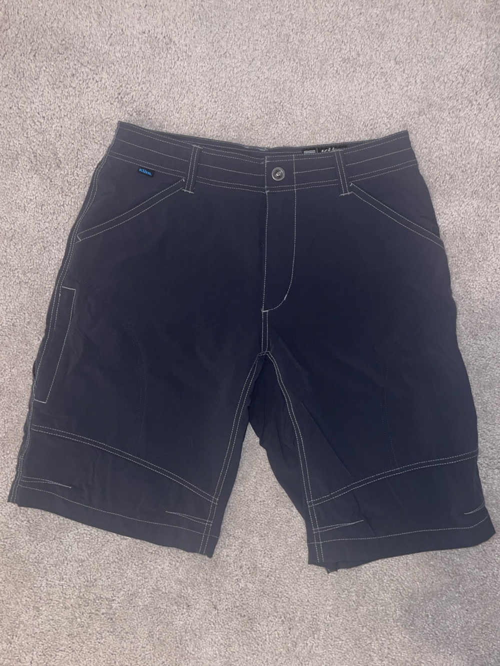 Dark 7 Pocket Athletic Hiking Shorts Contrast Stitching Nylon Breathable Vented